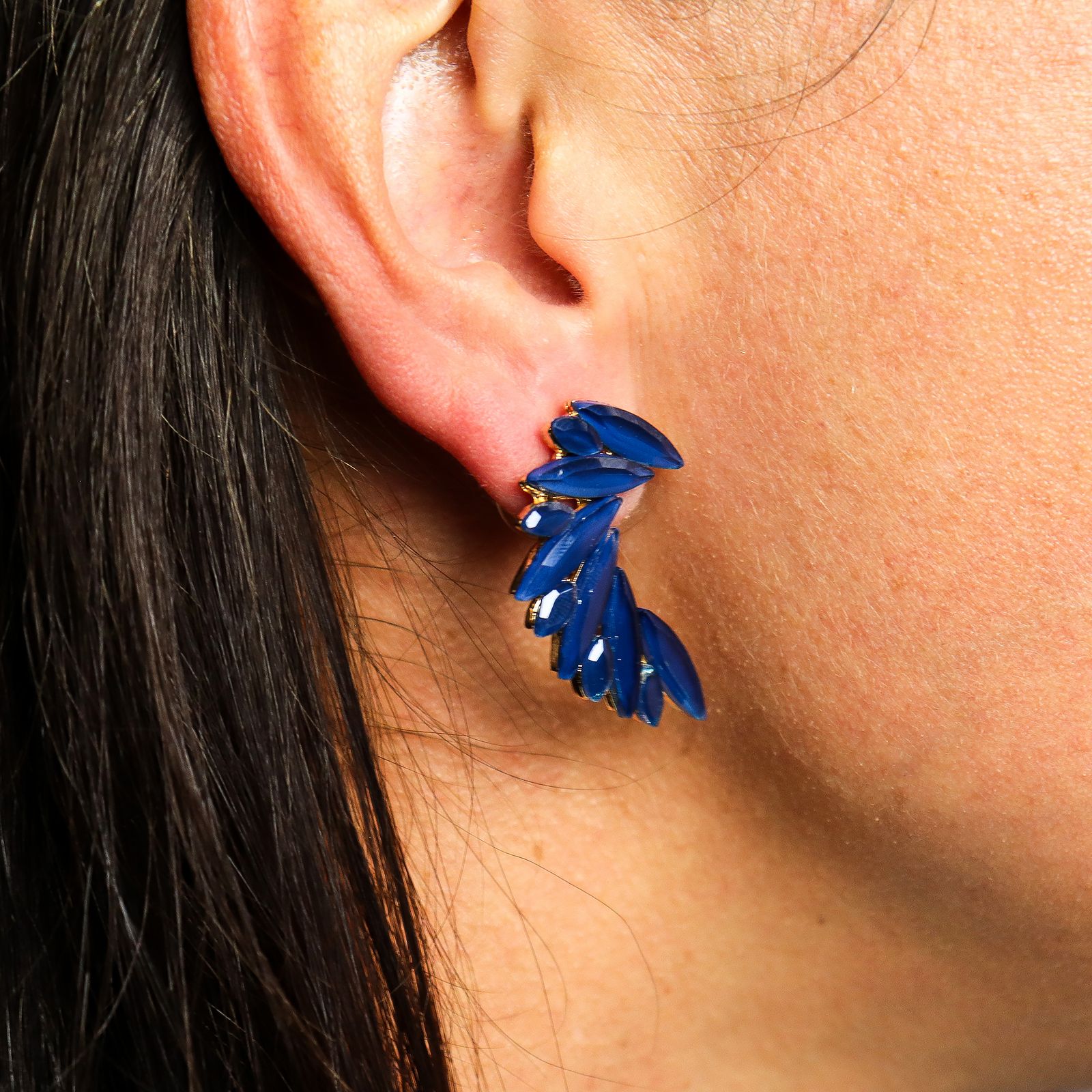 Royal Blue - Vintage Glass - Angel Wings - Earrings - Image 6