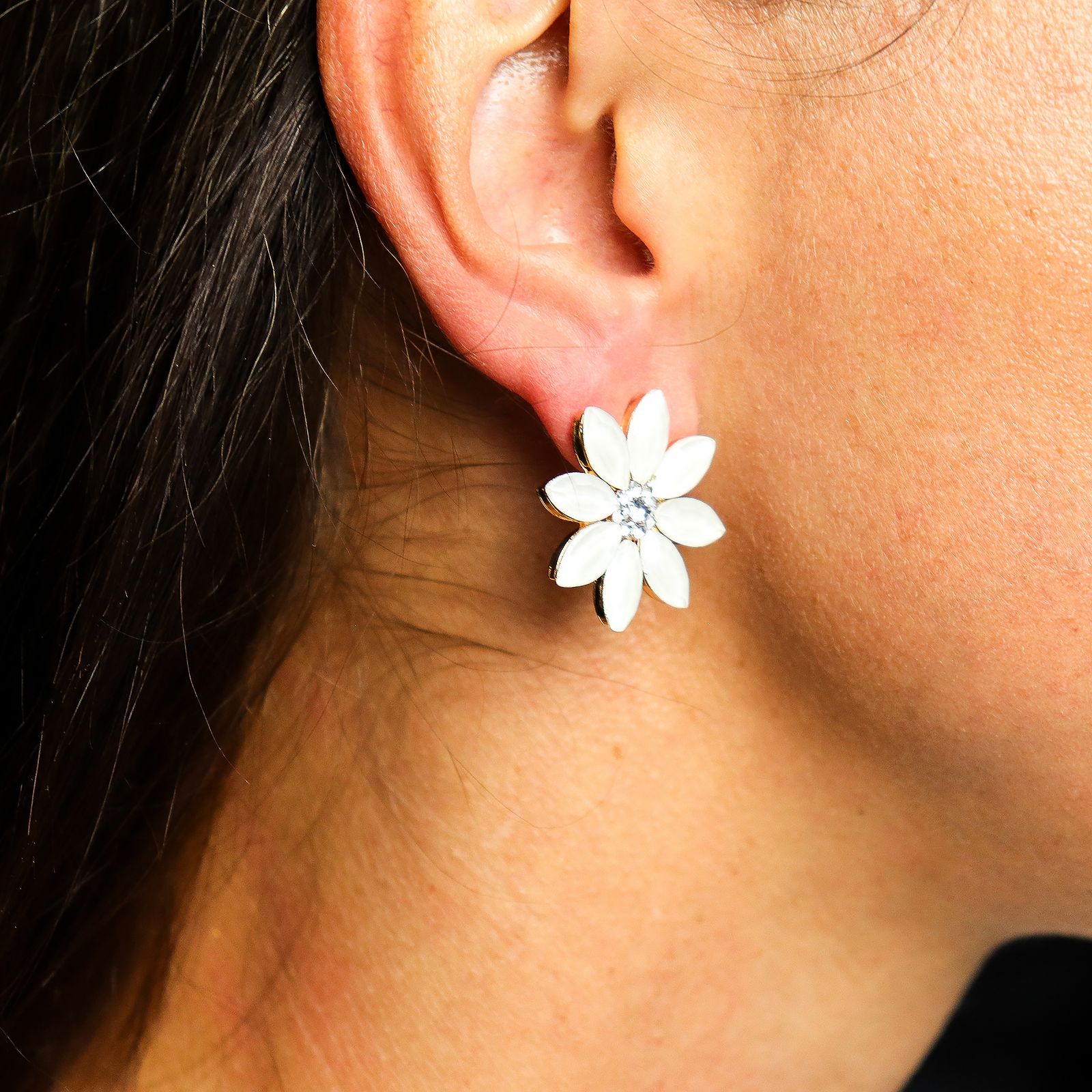 Pearl Vintage Glass Flower Earrings - Εικόνα 3