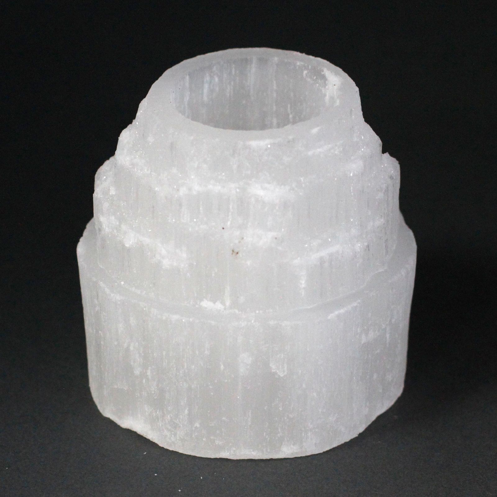Selenite Mountain Top Candle Holder – 8cm