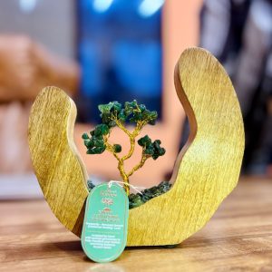Green Aventurine Gemstone Tree in Mango Wood Ring