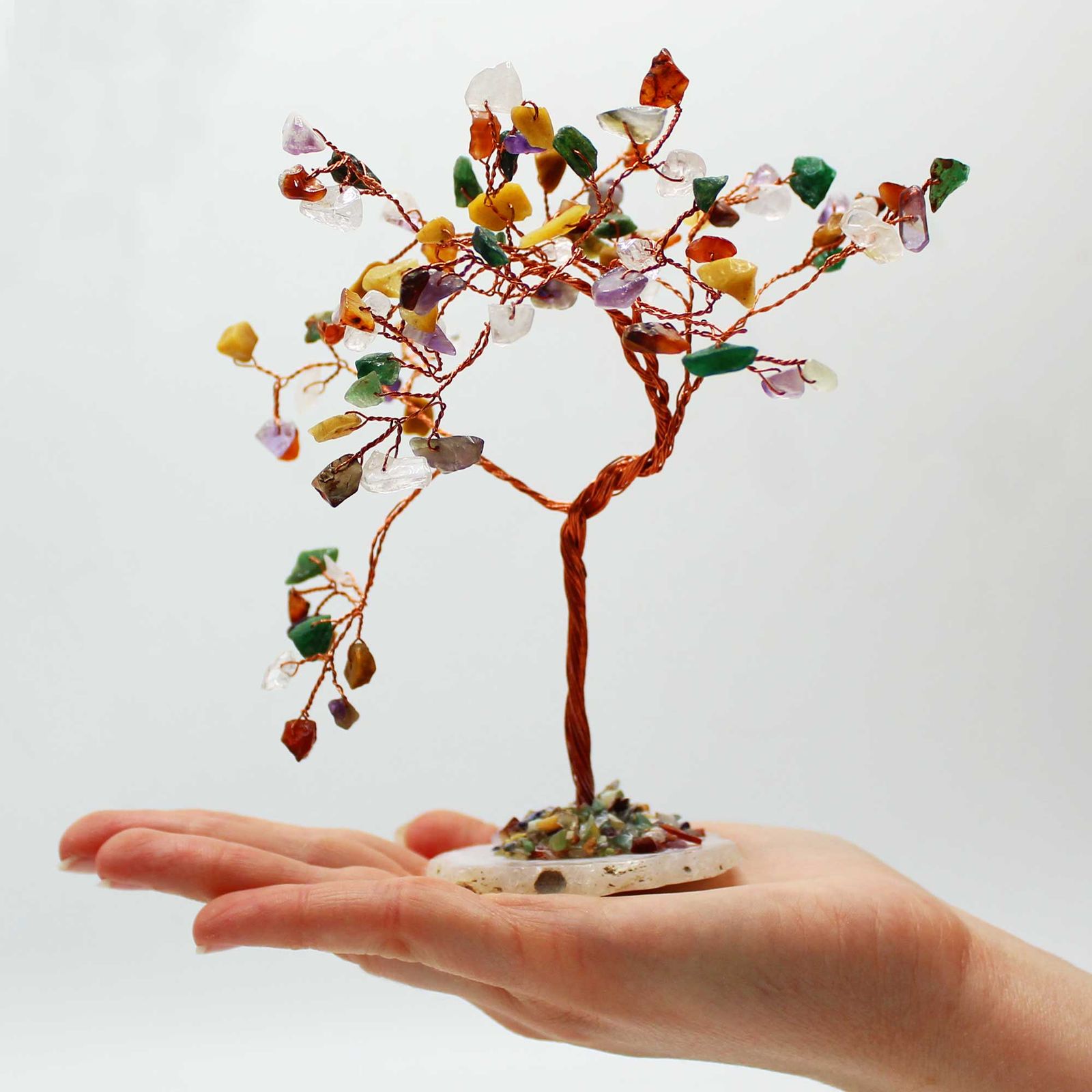 Multi Stone Gemstone Tree on Natural Agate – 100 Stones - Εικόνα 2