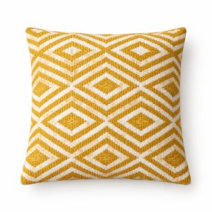 Indian Cotton Cushion Cover – Mustard Diamonds – 45×45cm