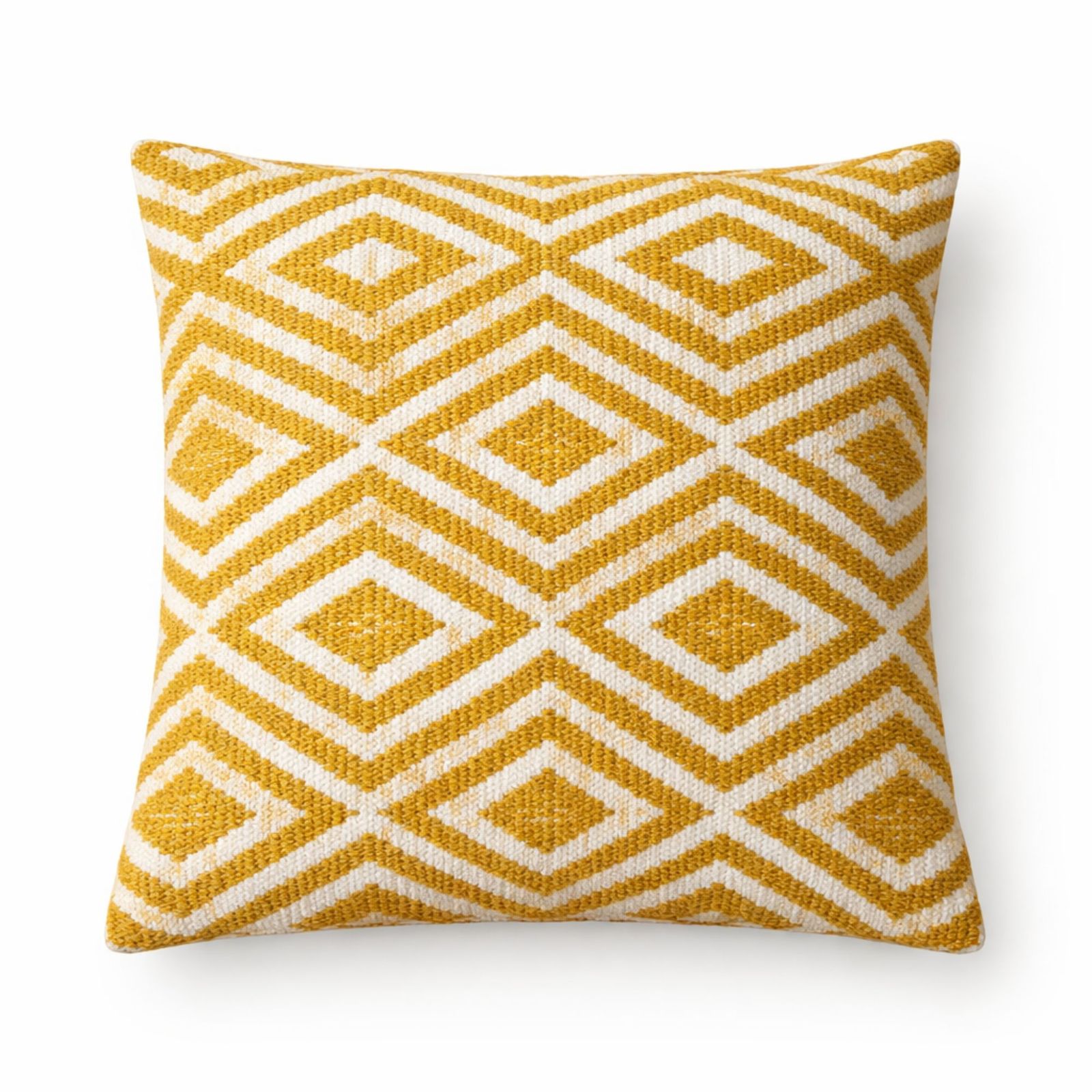 Indian Cotton Cushion Cover – Mustard Diamonds – 45×45cm