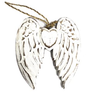 Hand Crafted Double Angel Wing & Heart – 15cm