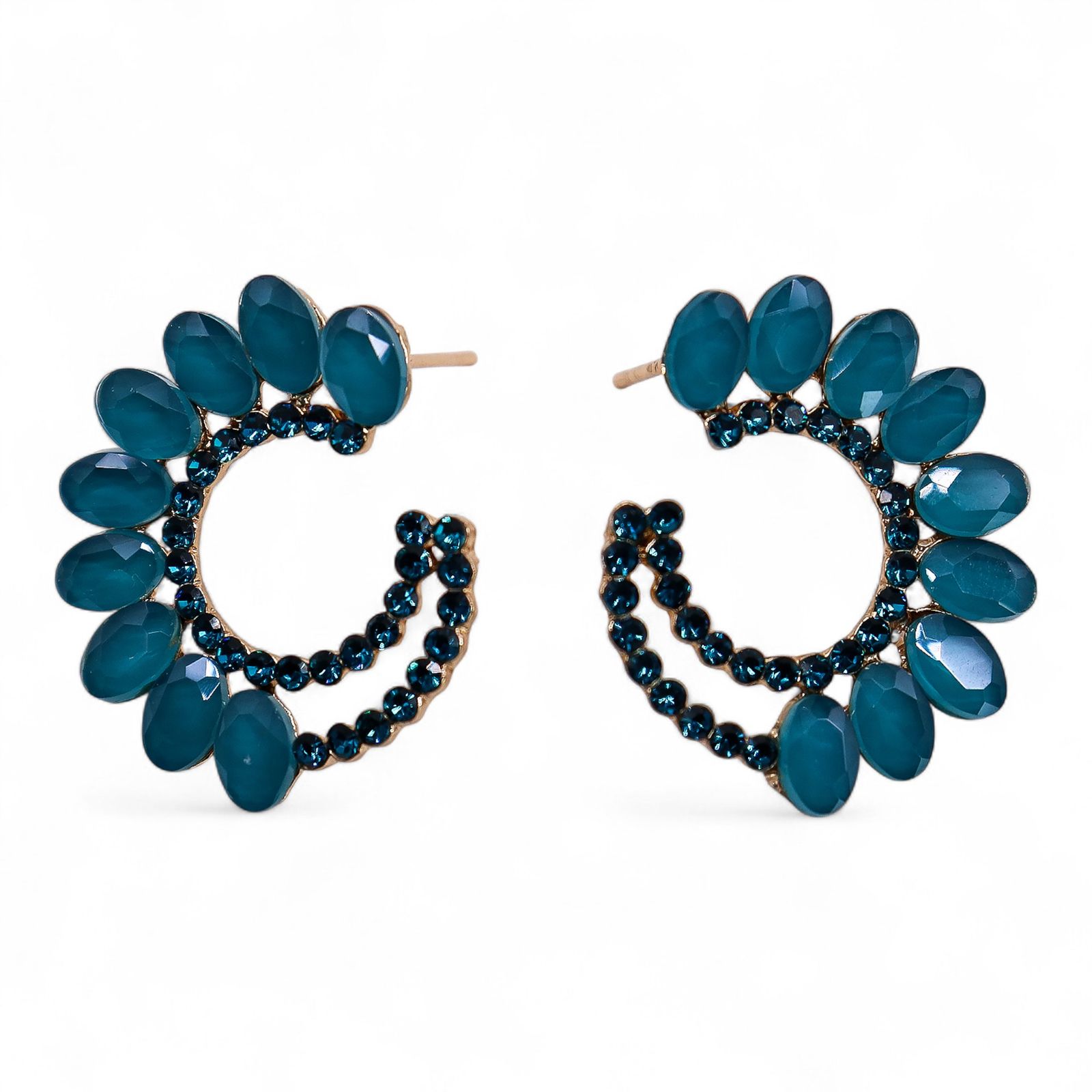 Teal Green - Vintage Glass - Loop - Earrings - Image 2
