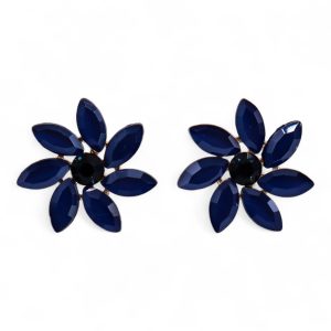Royal Blue Vintage Glass Flower Earrings