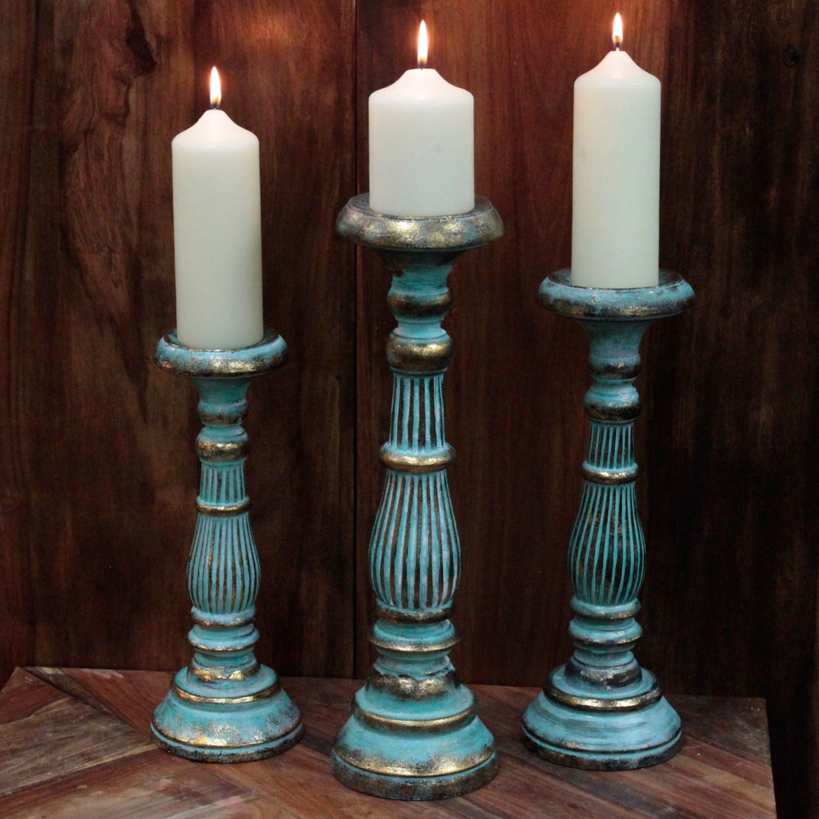 Large Candle Stand - Turquois Gold - Image 2