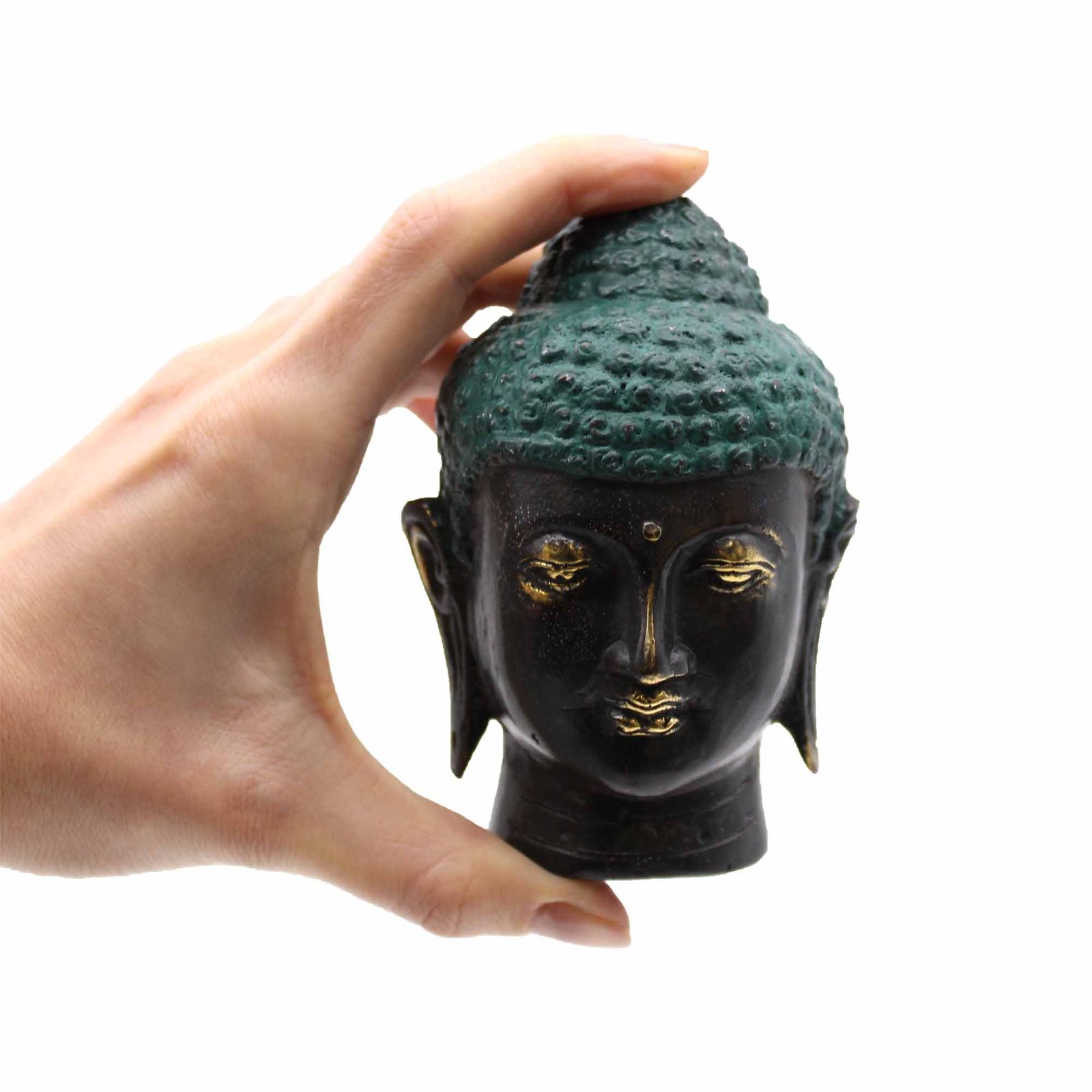 Medium Antique Brass Buddha Head - Image 2