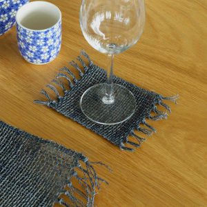 Set of 4 Seagrass Fringe Coasters – Charcoal