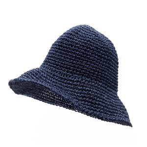 Floppy Straw Sun Hat – Navy Blue
