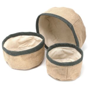 Set of 3 Natural Jute Baskets – Charcoal