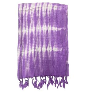 Java Art Scarf – Lavender Stripes & Motif – 62×200cm