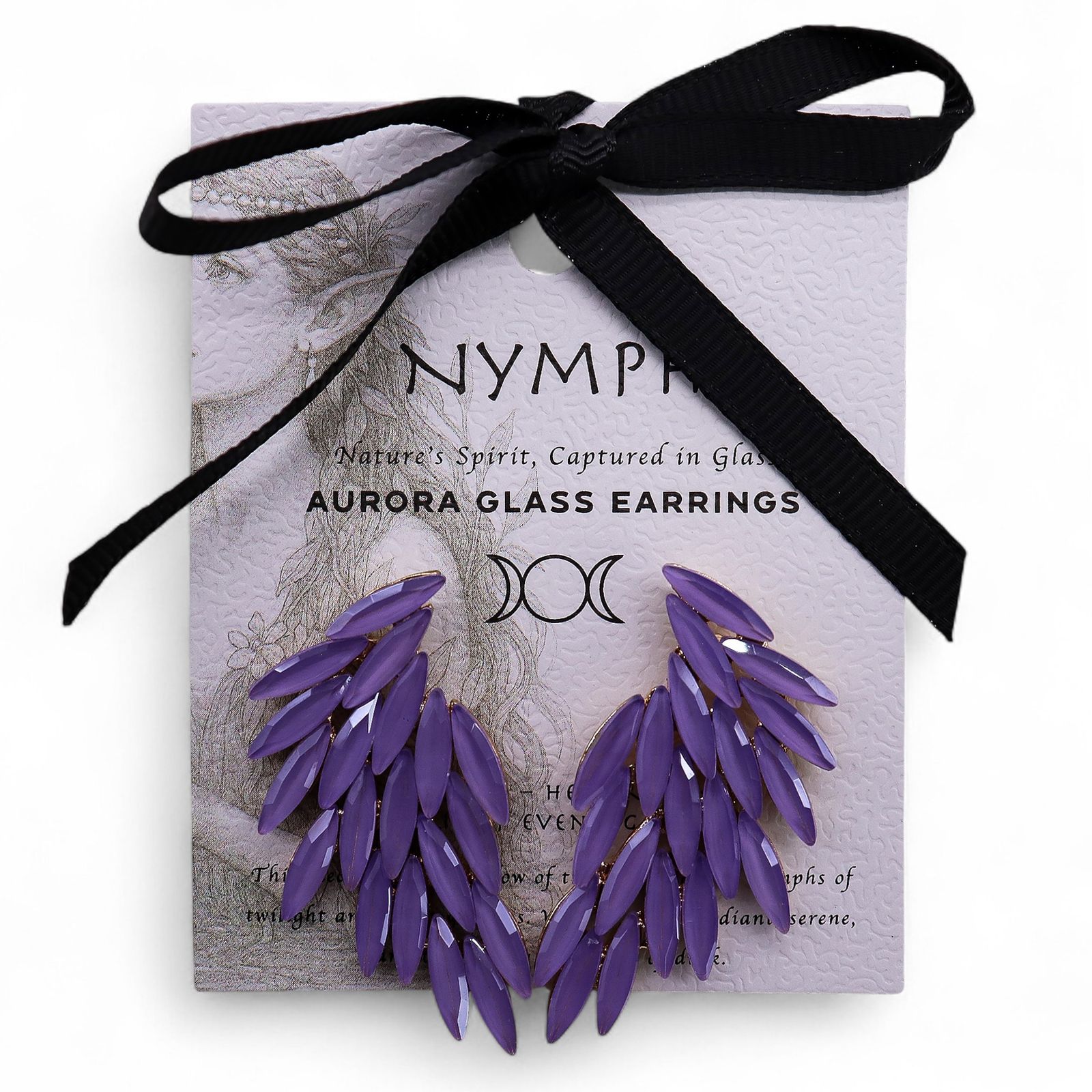 Lavender - Vintage Glass - Angel Wings - Earrings - Εικόνα 6
