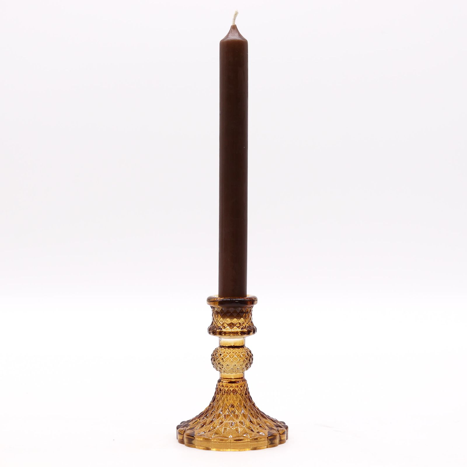 Set of 2 Vintage Dinner Candle Holder - Antique Amber - Image 2