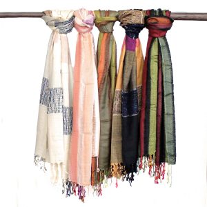 Large Indian Boho Scarf – Random Greens – 75×180cm