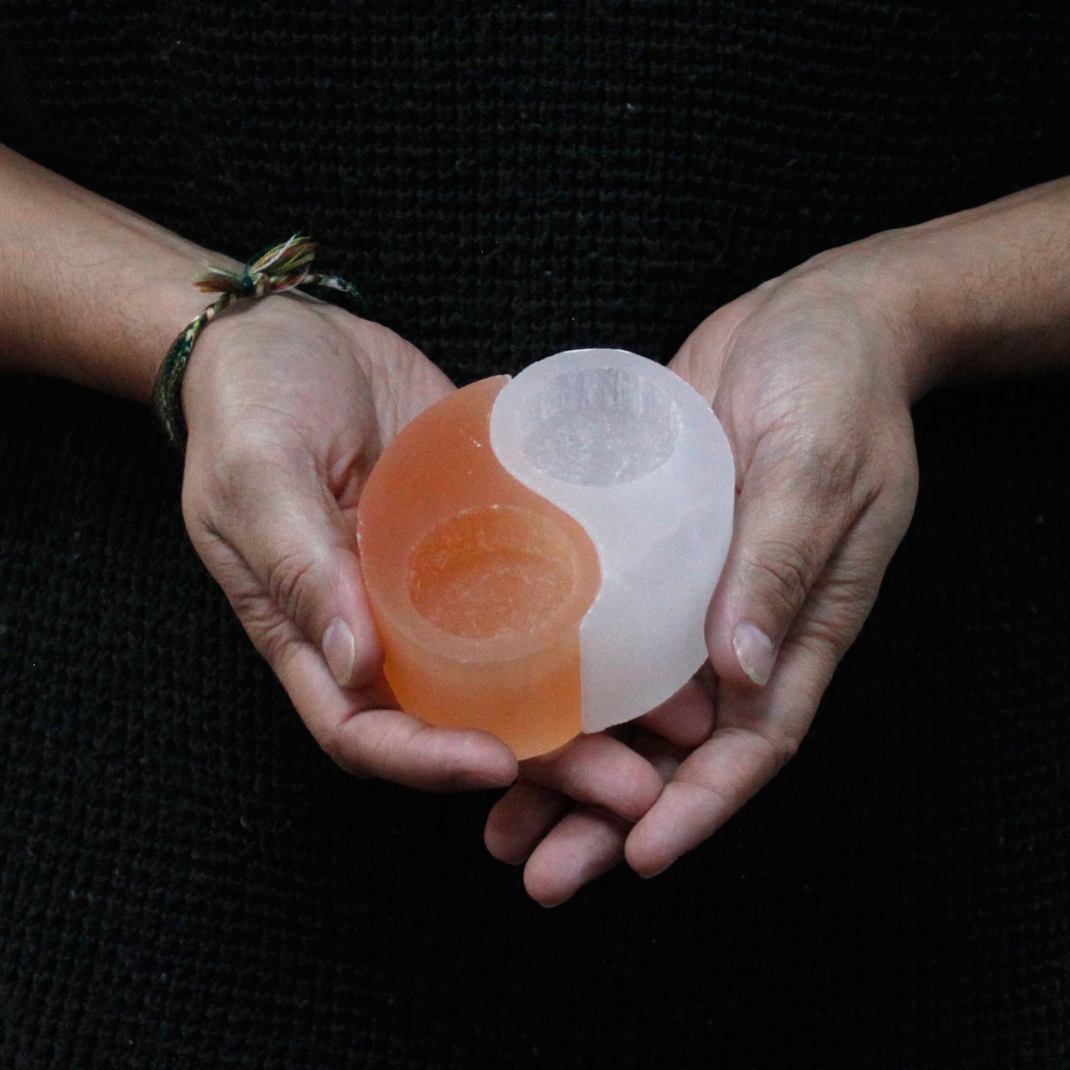 Selenite Yin Yang Candle Holder - Image 2